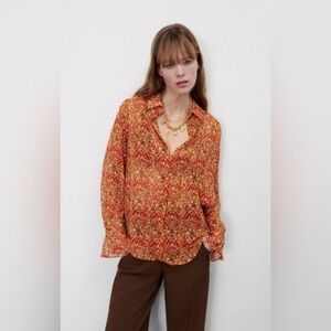 Zara Women's Orange The Nico Blouse Large
